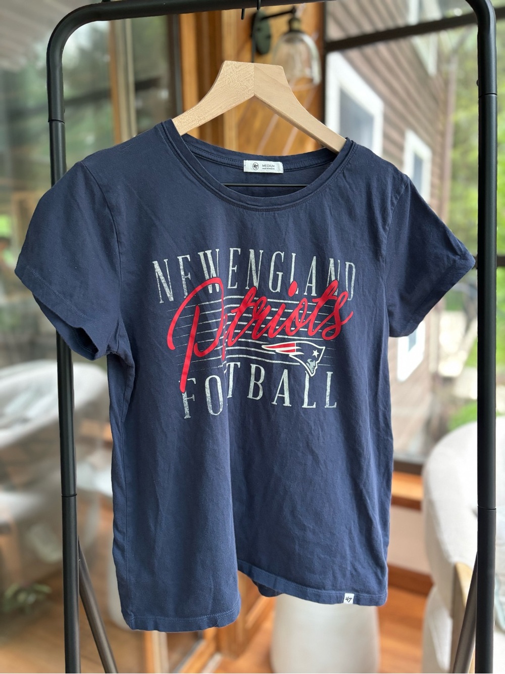 47 Brand Navy Graphic Crewneck Tee with White Print